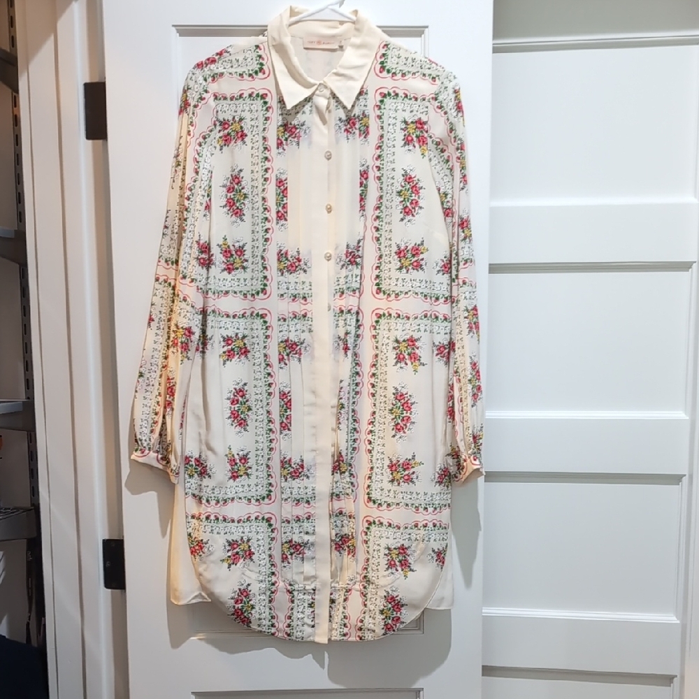 Tory Burch Cora Cream Floral Button-Up Dress